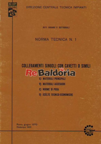 Norma tecnica 1 - Collegamenti singoli con cavetti o simili